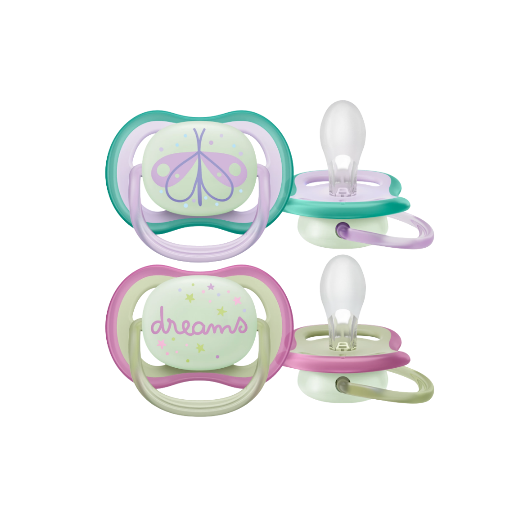 avent® chupetes ultra air dreams mariposa rosado-verde