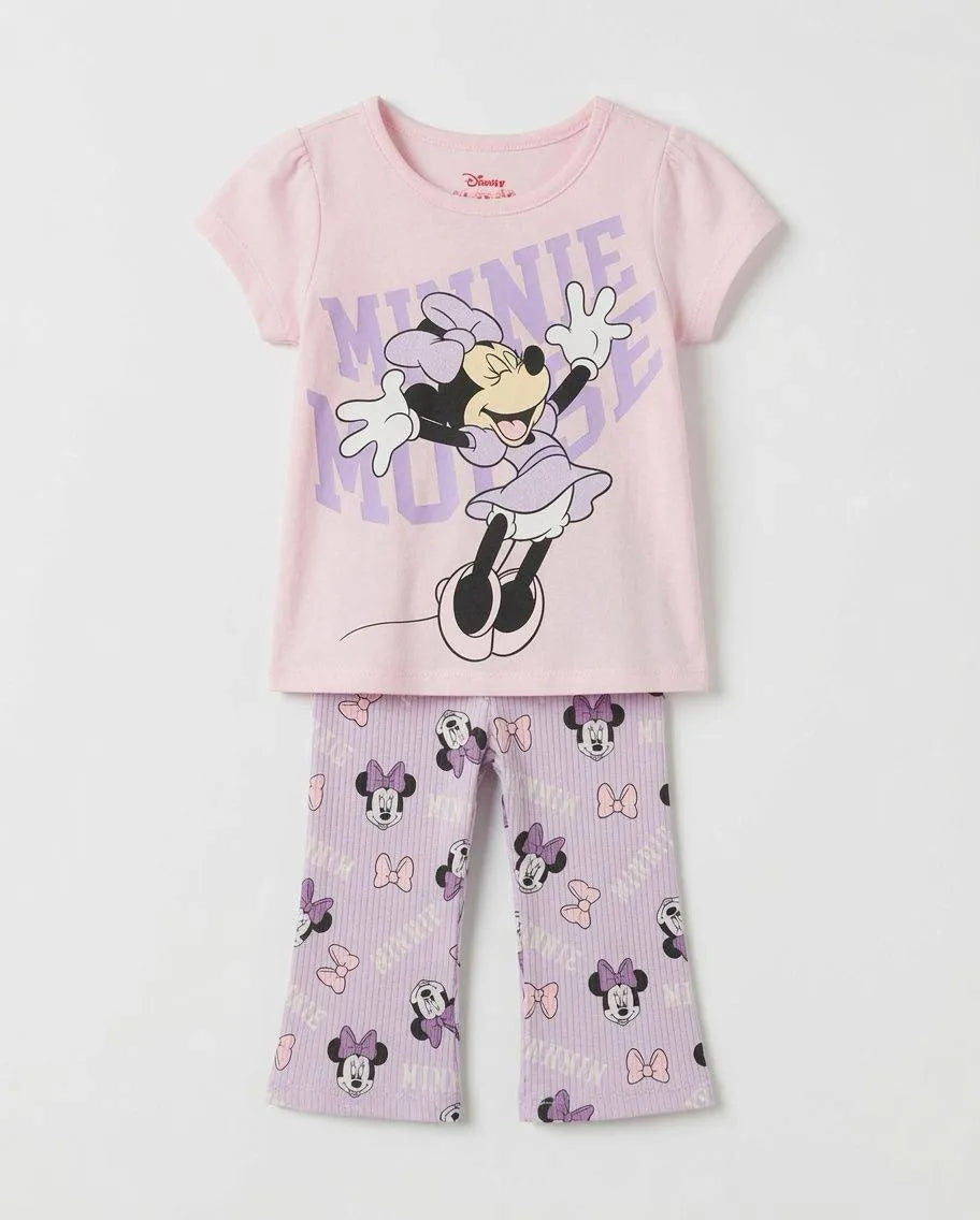 Disney Minnie Tee & Flare Pant Set · Lavender Bows
