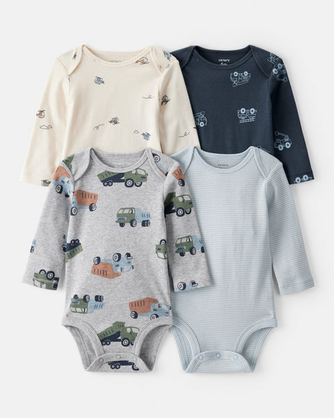 Carter's Baby Boy 4-Pack Long Sleeve Bodysuits Trucks