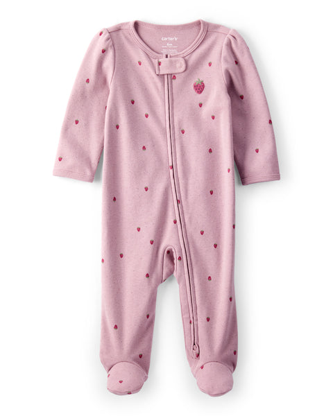 Carter's Baby Girl Zip-Up Sleep and Play Strawberry