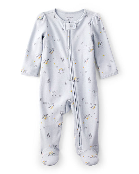 Carter's Baby Zip-Up Sleep and Play Animal Print Blue
