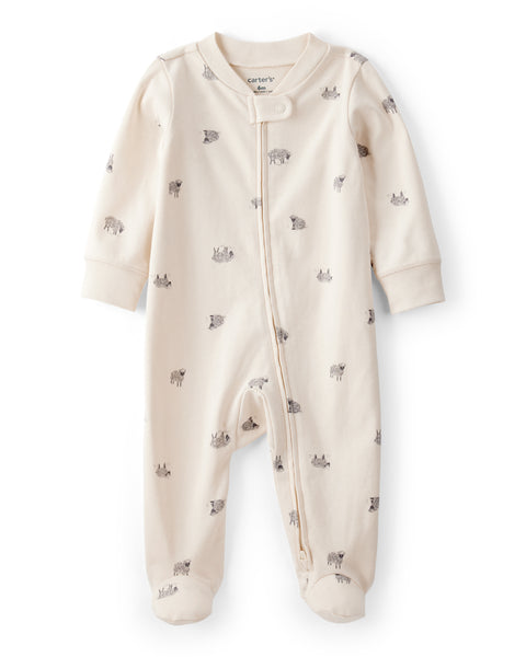 Carter's Baby Zip-Up Sleep and Play Animal Print Cream