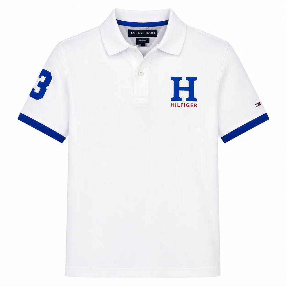Tommy Hilfiger Kids' H Polo Limited Edition – White with Blue & Red Details