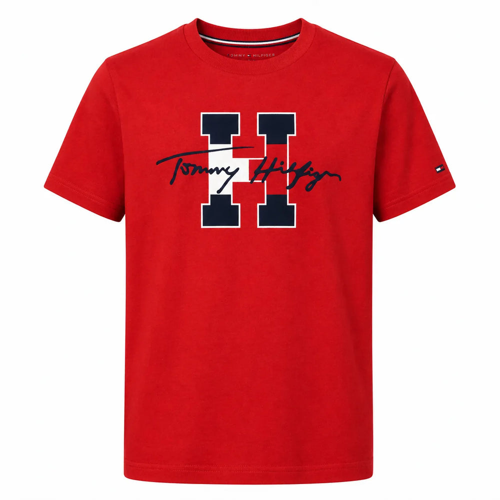 Tommy Hilfiger Kids' Red T-Shirt – Tommy H Logo