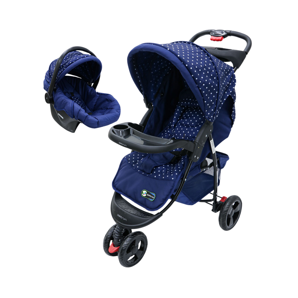 Nubebé 3-Wheel Travel System Stroller & Car Seat - Navy Dot