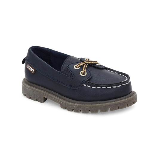 Boys' Navy Leather Boat Shoe - ColorPlay
