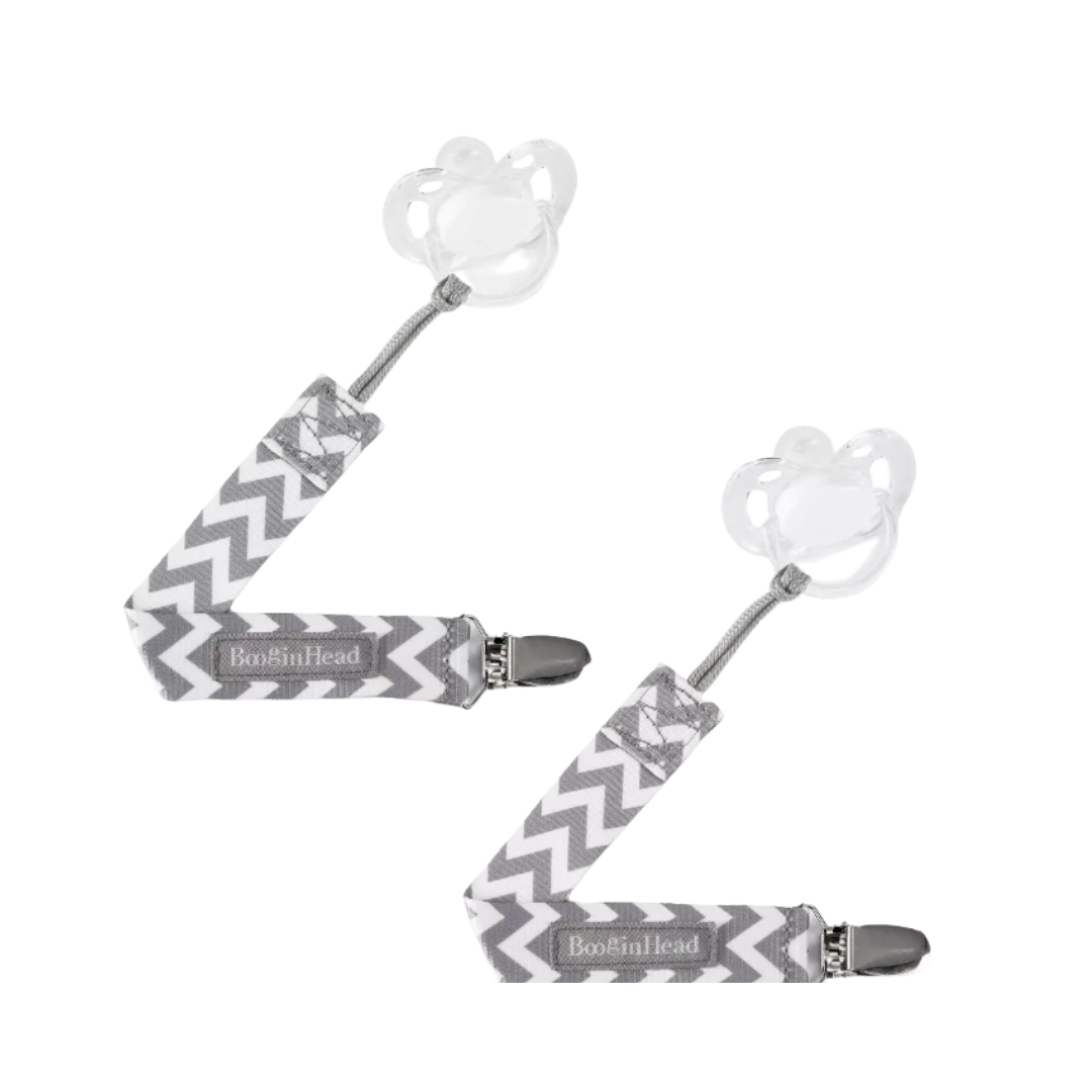 infantino® sujetachupetes silicona all-in-one – blanco y negro minimalista