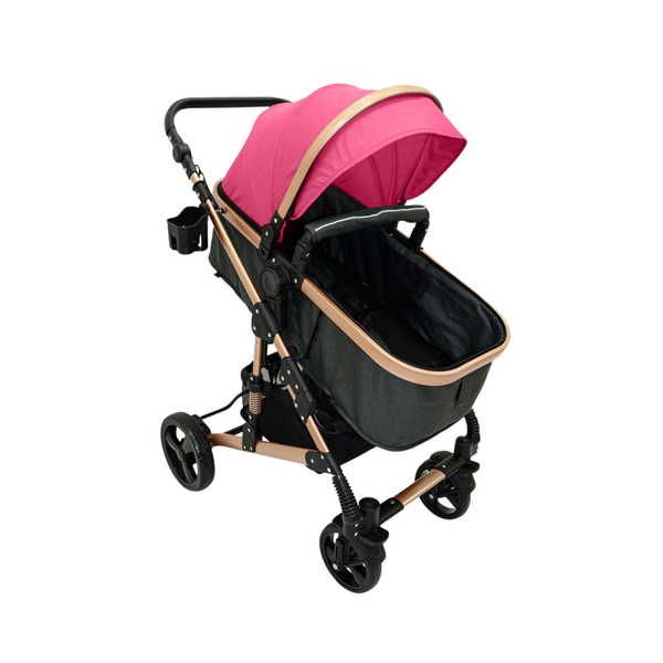 Nubebé Convertible Bassinet Stroller - Pink & Gold