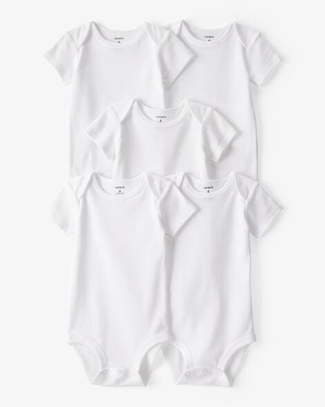 Baby 5-Pack Short-Sleeve Bodysuits - White