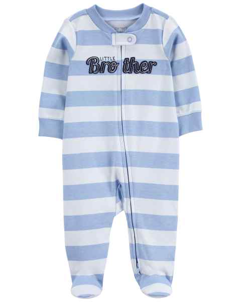 Baby Boy Sleep & Play Blue Stripe Little Bro