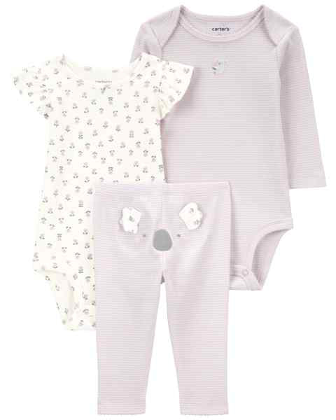 Baby Girl 3-Piece Set Purple Stripe & Koala