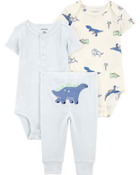 Baby Boy 3-Piece Set Blue Stripe Dino