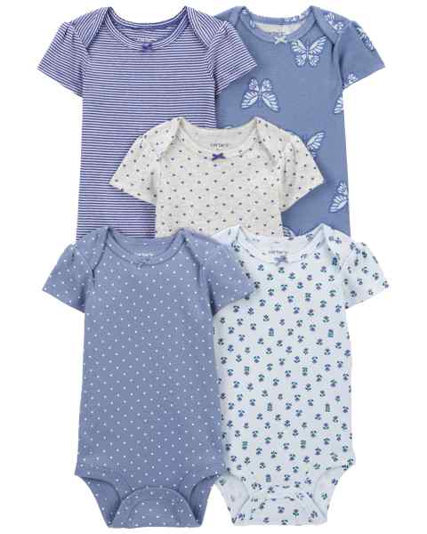 Baby Girl 5Pk Bodysuit Blue Stripe Butter