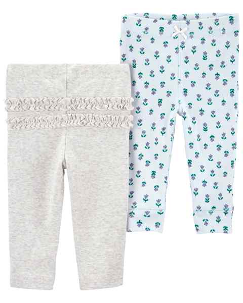 Baby Girl 2Pk Pant Gray & Floral