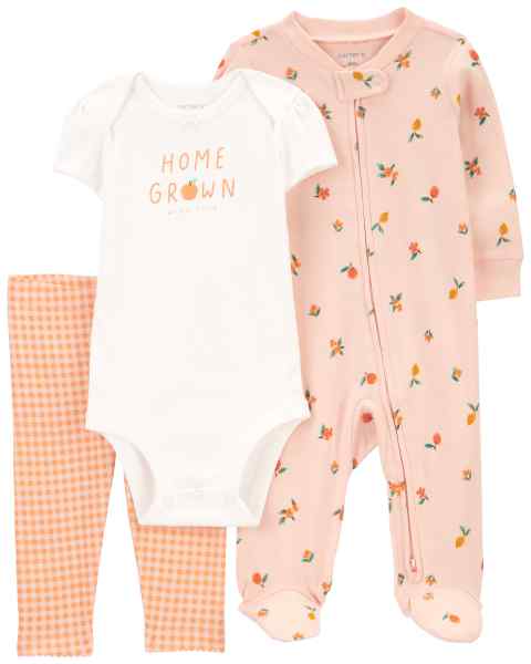 Baby Girl Multi-Piece Set Pink Fruit & Floral Print