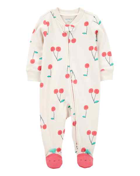 Baby Girl Sleep & Play Pink Cherry Print
