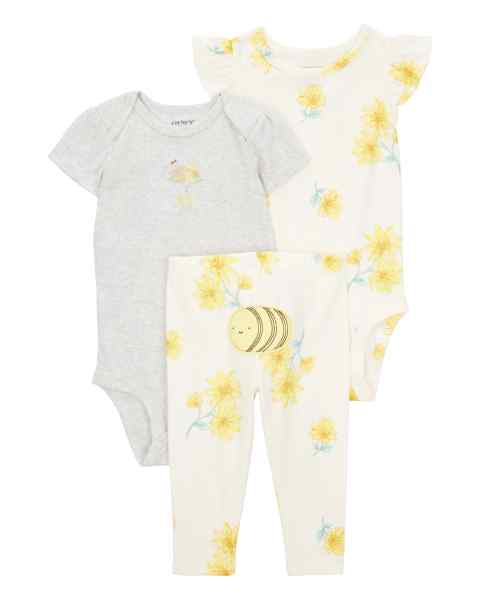 Baby Girl Character Set Ivory & Yellow Floral