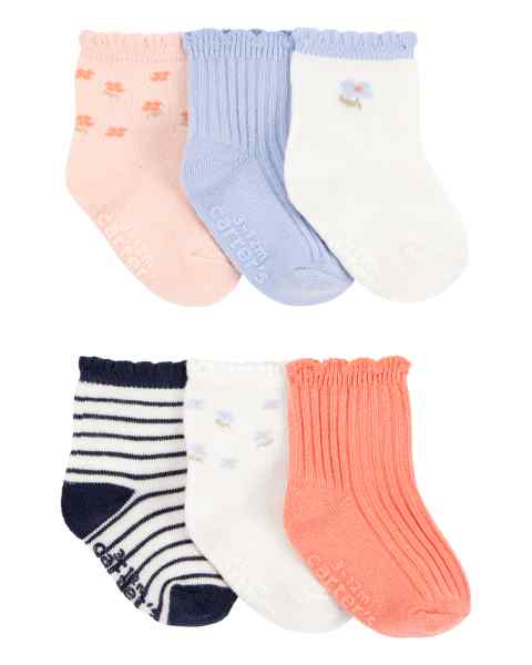 Baby Girl 6-Pack Booties Ruffle Floral