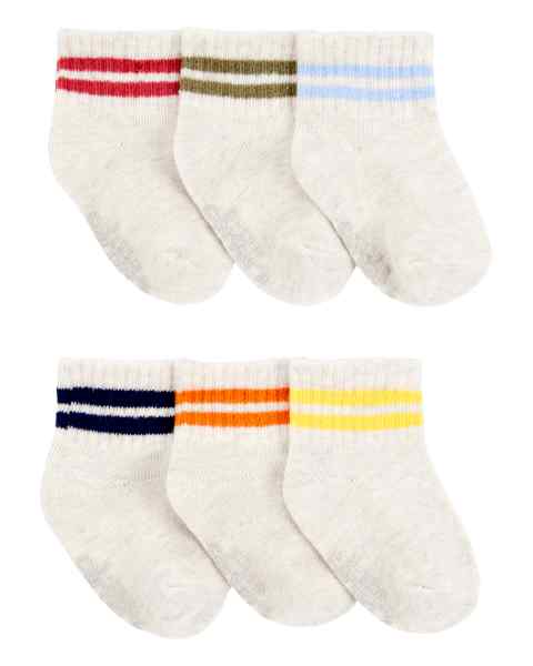 Kid Boy 6-Pack Ankle Sock Cream Hthr Rugby
