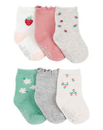 Toddler Girl 6-Pack Crew Sock Berries & Flowers Cr - Image 1