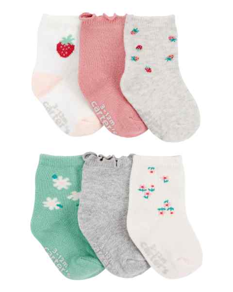 Toddler Girl 6-Pack Crew Sock Berries & Flowers Cr