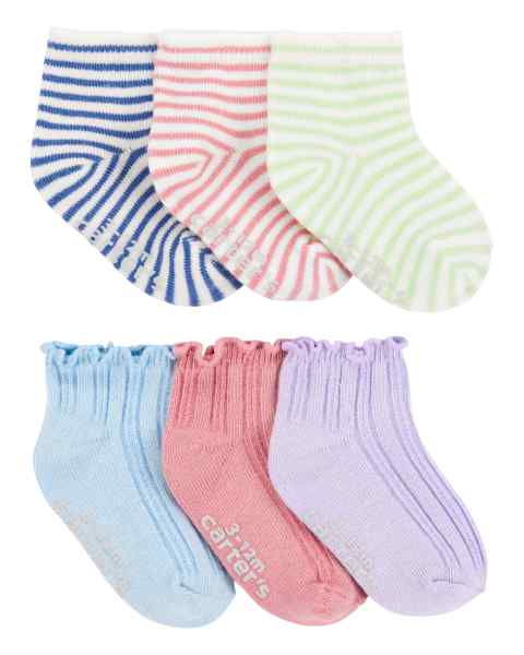 Toddler Girl 6-Pack Ankle Sock Multi Stripe Ankl