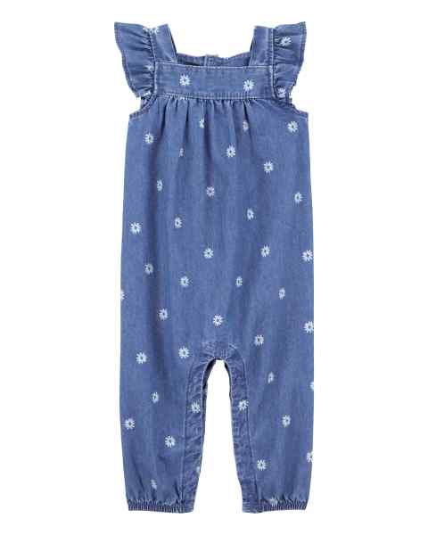 Baby Girl 1-Piece Set Jumpsuit Chambray W & Print