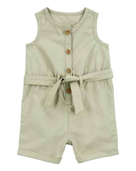 Baby Girl 1-Piece Set Romper Solid Olive