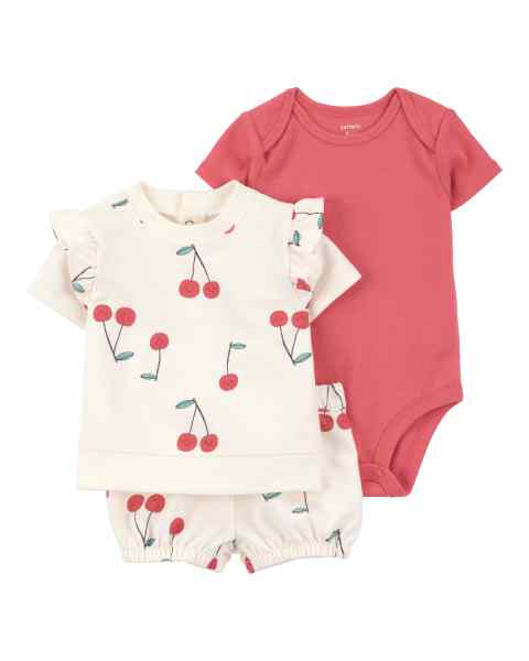 Baby Girl Diaper Cover Set Cherry Print