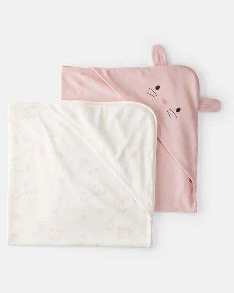Carter's 2-Pack Hooded Baby Blankets Bunny