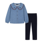 Set Chambray Peter Pan + Navy Legging — Infant Girls - Image 2