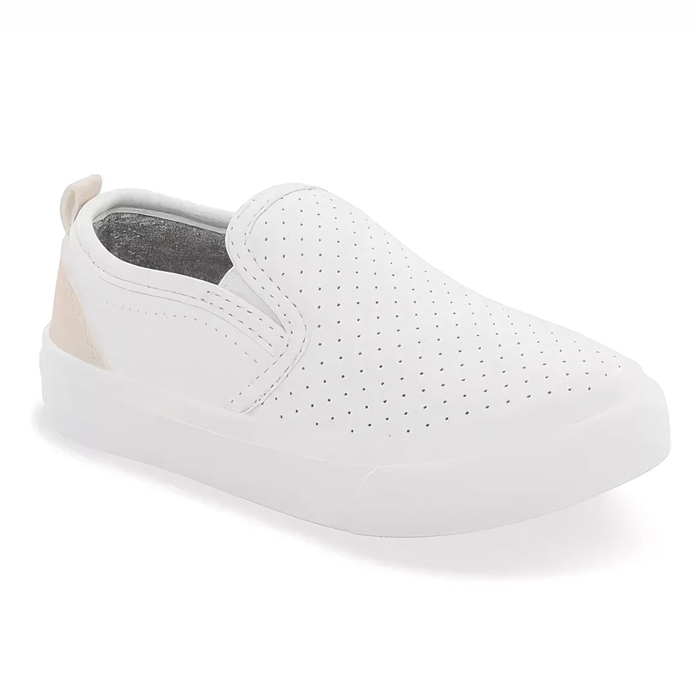 Boys' White Perforated Slip-On Sneaker