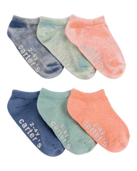 Toddler Boy 6-Pack No Show Sock Ornge & Blue Tie