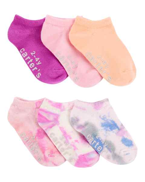 Toddler Girl 6-Pack No Show Sock Bright Tie Dye