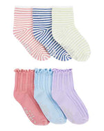 Toddler Girl 6-Pack Ankle Sock Multi Stripe Ankl - Image 2