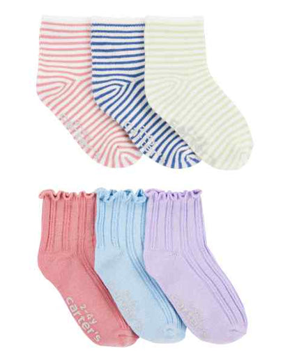 Toddler Girl 6-Pack Ankle Sock Multi Stripe Ankl