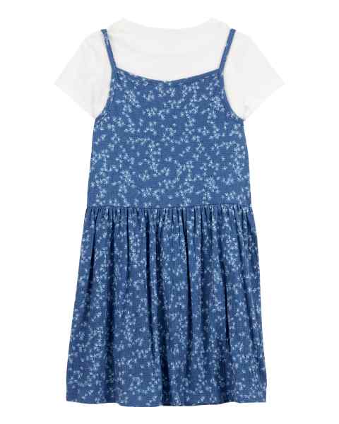 Kid Girl 2Fer Dress Set Blue Floral