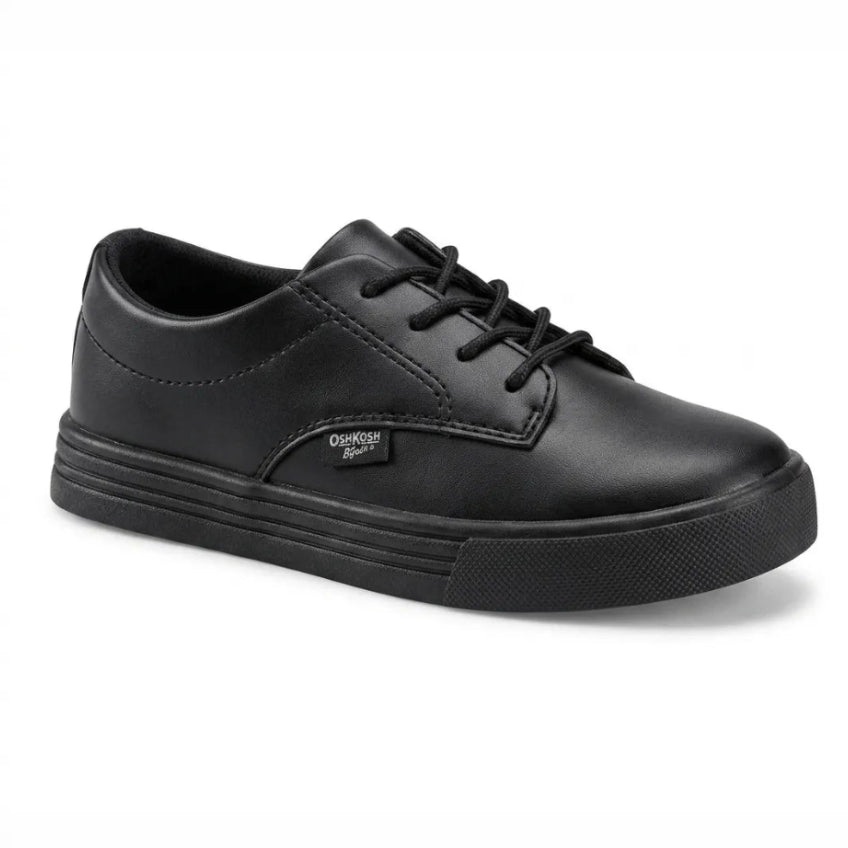 Boys' Black Lace-Up School Sneaker