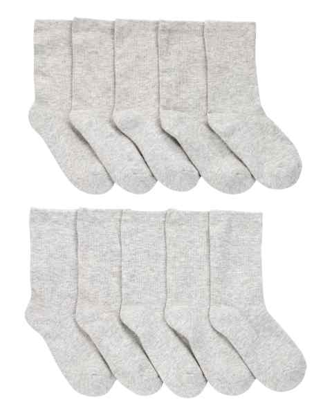 Kid Boy 10Pk Crew Sock Solid Grey Crew
