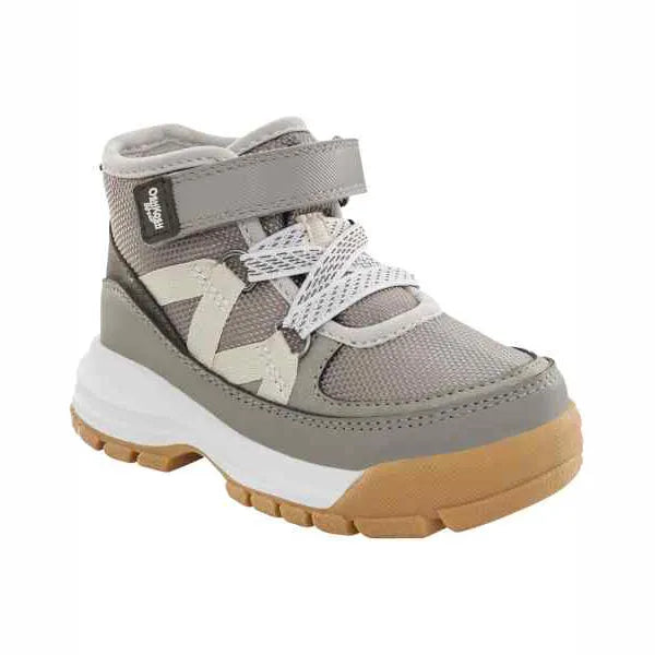 Boys' Grey Velcro Gum-Sole High-Top Sneaker