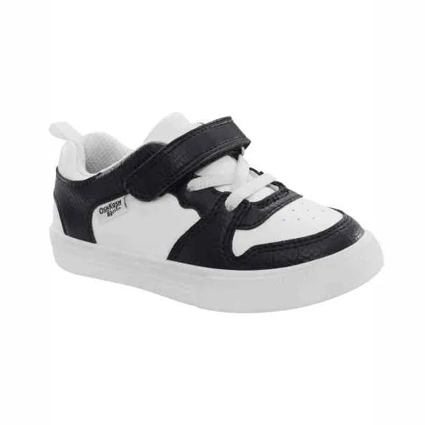 Boys' White and Black Velcro Sneaker