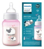 Biberón Anticólicos Philips Avent de 9oz / 260ml Diseño Ovejitas Rosa (1m+) - Image 1