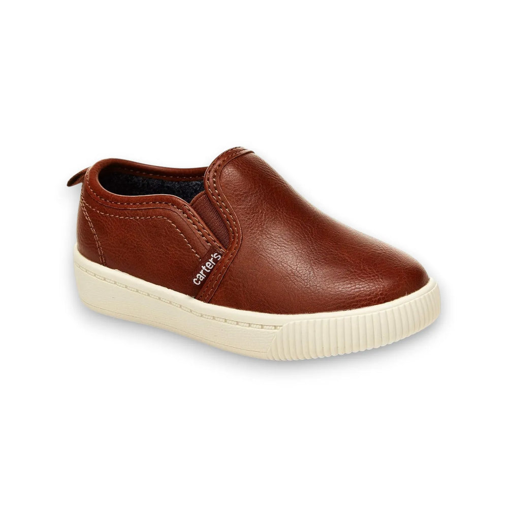 Boys' Brown Leather Slip-On Sneaker