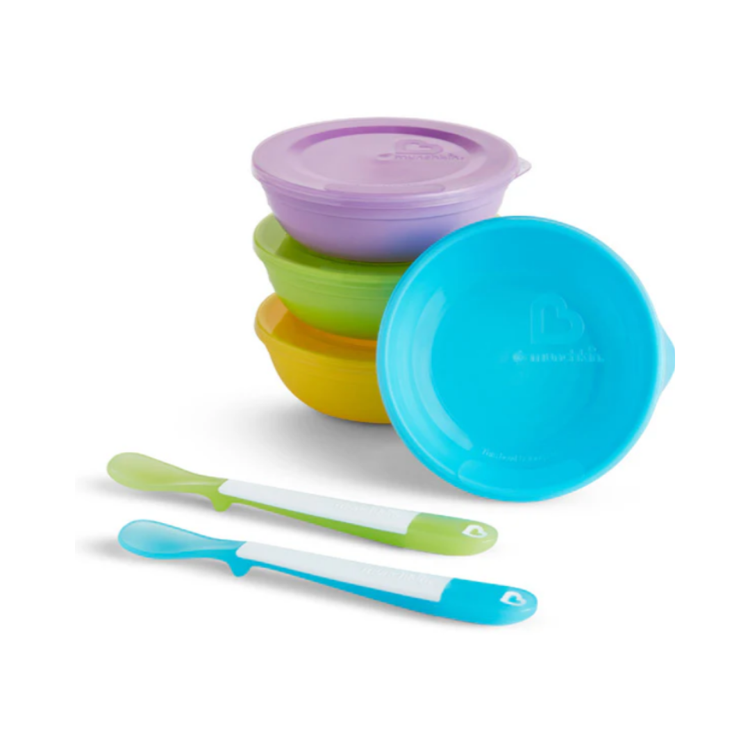 set de 4 bowls con tapas y 2 cucharas - munchkin®