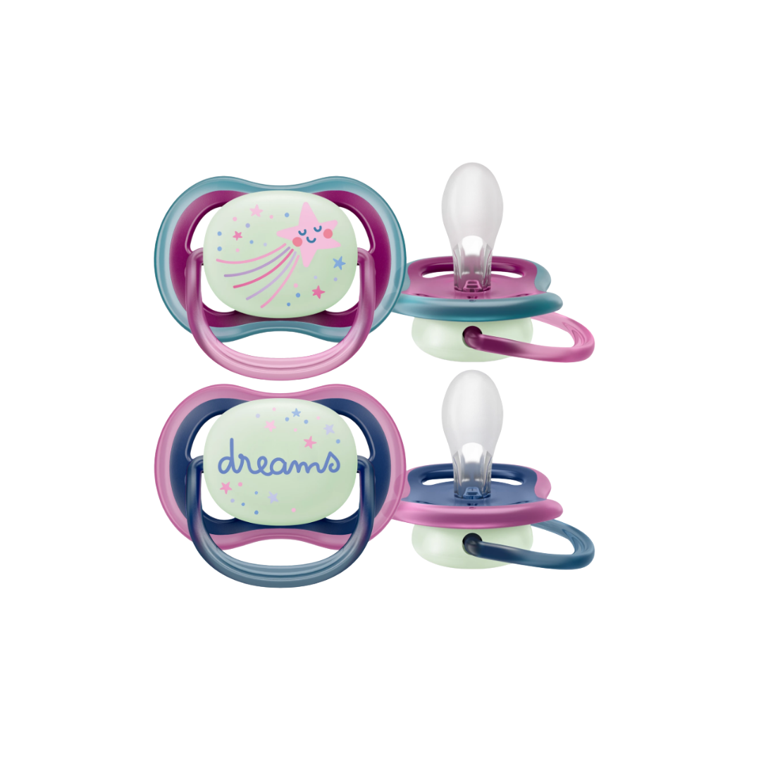 avent® chupetes ultra air dreams estrella fugaz azul-rosado