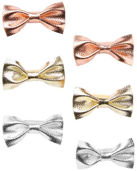 Broches 6-Pack Bow Metallic — Niña