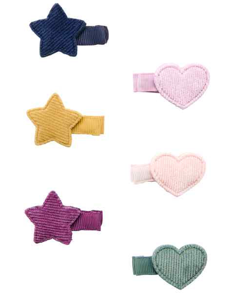 Broches 6-Pack Star Heart Corduroy — Niña