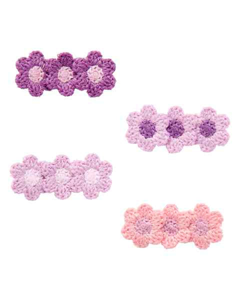 Broches 4-Pack Crochet Flower — Niña