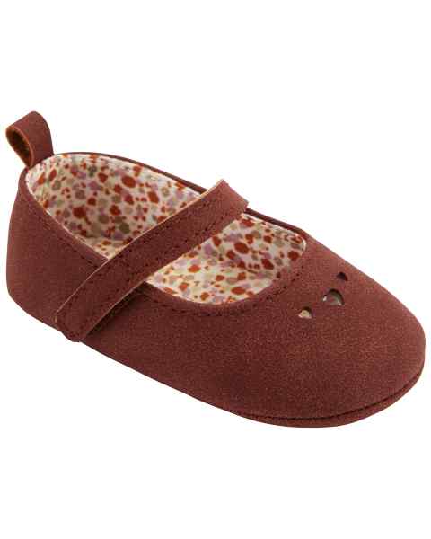 Mary Jane Burgundy Suede Heart Cutout — Bebé