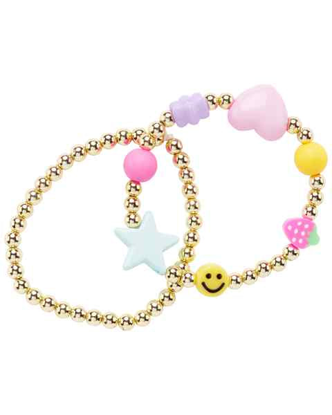 Carter's Girls Gold Beaded Bracelet 2-Pack Charms